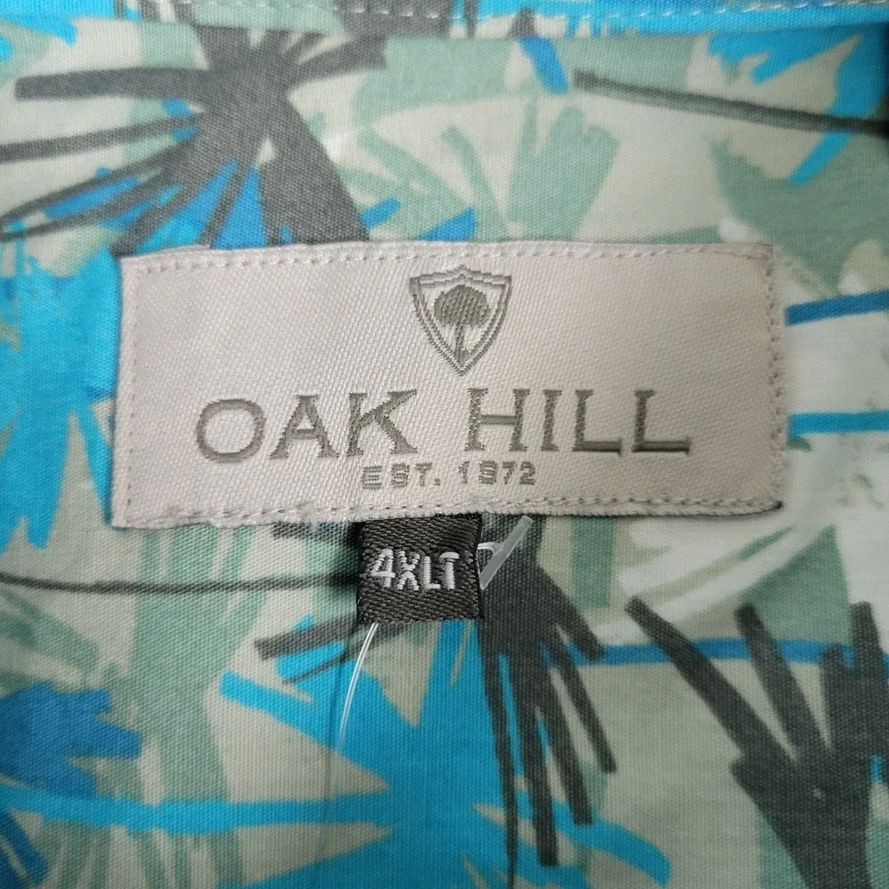 NWT Oak Hill Mens 4XLT Multicolor AOP Floral Palm Tree Button‎ Up Short Sleeve